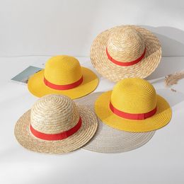 35cm Luffy Straw Hat Japan Anime Performance Animation Cosplay Sun Protection Cap Sunhat Hawaii Hats For Women Adult 220708