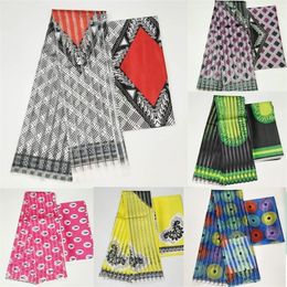 Ghana Style satin silk fabric with organza ribbon African wax design J71401 T200812