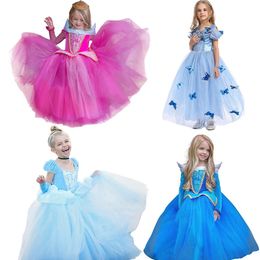 princesses jasmine Canada - Girl Princess Dress Up Costume Aurora Cinderella Belle Rapunzel Jasmine Sleeping Beauty Dresses Child Kids Party Halloween Fancy J205J