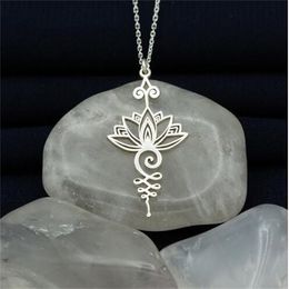 Unalome Pendant Necklace Hippie Necklace.Unalome Necklace with Lotus Flower-Yoga Jewelry GC1382