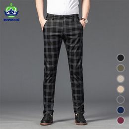 Calça masculina verão calças casuais moda moda listra xadrez preto cor sólida de alta qualidade traje formal masculino 30 38 220826