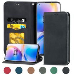 Pu Leather Flip Phone Cases For OnePlus 8 Pro TPU Bumper Frame Cover Nord 5G Wallet Card Slots Stand Bracket