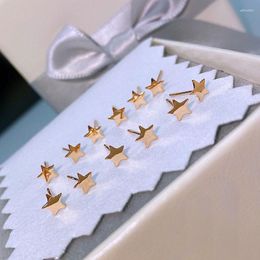 Stud Real 18K Rose Gold Earrings Pure AU750 Simple Star Design For Women Fine Jewellery GiftStud Effi22