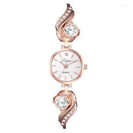 Wristwatches Korean Fashion Rhinestone Watches Women Quartz Bracelet Ladies Dress Rose Gold ClockWristwatches WristwatchesWristwatches Hect2