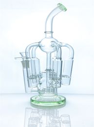 The latest amazing feature recycler bong glass hookah water pipe "chandelier" honeycomb shower recycler GB-291 light green