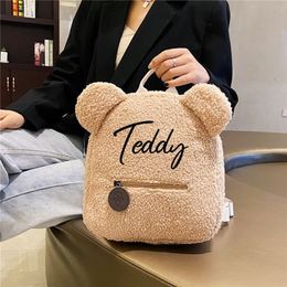 Personalised Name Initial Backpack with ANY NAME Portable Mini Children Travel Shopping Rucksacks Bear Shaped Shoulder Bags 220630