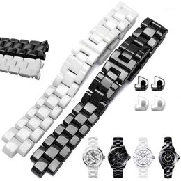 Watch Bands Ceramics Wristband High Women's Men's Strap Fashion Bracelet Black White 16mm 19mm For J123009