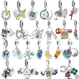 925 Silver Charm Beads Dangle Glow-in-the-dark Lightbulb Pendant Boy Girl Bead Fit Pandora Charms Bracelet DIY Jewelry Accessories