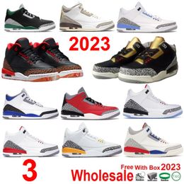 Fire Red 3s Basketball Shoes KUMQUAT 3 Black Gold Cement Cardinal Red Georgetown SE Unite Racer Blue Muslin Infrared Pure White With Box UNC