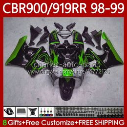 OEM Body For HONDA CBR900RR CBR919RR CBR 919RR 900RR 98 99 Bodywork 127No.182 CBR919 CBR900 RR CBR 900 919 RR CC 1998 1999 900CC 919CC 1998-1999 Fairing Kit Green black