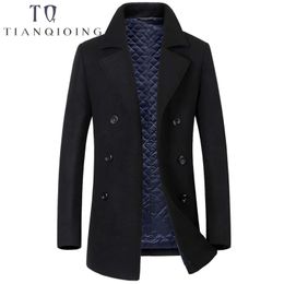 Winter Wool Jacket Men Long Mens Cashmere Jackets and Coats Fashion Single Breasted Overcoat Casual Slim Woollen Pea Coat LJ201106