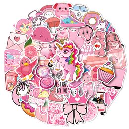 50 Piece Cartoon pink girl graffiti Children Sticker Phone Laptop Skateboard Car Stickers Pack for Luggage Guitar Helmet Water cup Sticker