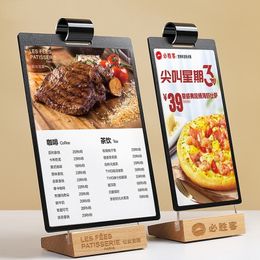 A6 Page Turning Acrylic Sign Holder Menu Holders Plastic Message Boards Signs Stand With Poster Photo PVC Frame