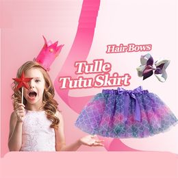 Baby European and American mesh rainbow skirt Girls Tutu Skirts bow children Princess Skirt Dance skirt performace festival party Kids skirtsZC1158