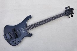 Factory Custom Matte Black 4-string Electric Bass Guitar with Rosewood Fingerboard circle fret inlay Black Hardwares Offer Customised