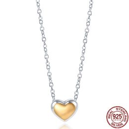 Chains 100% Real 925 Sterling Silver Gold Love Heart-shaped ChainNecklace Birthday Gifts For Ladies Fashion DIY Jewellery BoutiqueChains