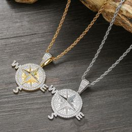 Compass Pendants 2 Color Men And Women Hip Hop Necklace Jewelry CN2131