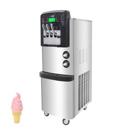 Vertical Ice Cream Machine Commercial Three Head Soft Ice Cream Makers Double Compressor