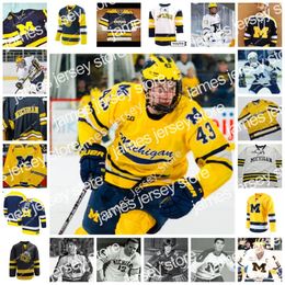 NCAA 2022 NCAA Custom Michigan Wolverines Stitched College Hockey Jersey 13 Kent Johnson Jacob Truscott Johnny Beecher Brendan Brisson Keaton