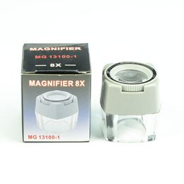 8x Desktop Magnifier Glass Microscope Loupe Adjustable Focus Goggles Portable Vision Aid Magnifying Glass 13100-1 Vertical Round Cover MG13100-1