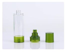 100pcs perfume bottle 15/30/50/80/100/120ml Green Refillable Airless Pump Bottle Travel Lotion Container Plastic Cosmetic