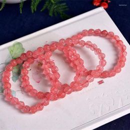 Beaded Strands Natural Red Crystal Rose Flower Bead Bracelet Fine Jewelry Men Women Couple Good Luck Safety Amulet Kent22