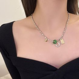 Pendant Necklaces 2022 Fashion Trend Imitation Jadeite Rings Necklace So Cool Hip-hop Imitate Jade For Woman Charms Jewellery