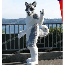 -Halloween Gray Husky Wolf Dog Mascot Derributa de anime Establecimiento de anime Interes de la navidad Carnival Carnival Fiest de cumpleaños