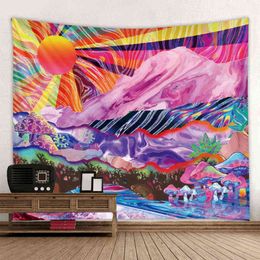 Fiery Sun Decoration Carpet Hippie Bohemian Wall s Gypsy Witchcraft Bedroom J220804