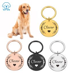 Personalised Engraving Pet Cat Name Tags Customised Dog ID Tag Collar Accessories Nameplate Antilost Pendant Metal Keyring 220610
