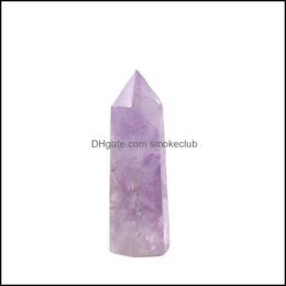 Arts And Crafts Arts Gifts Home Garden Natural Purple Crystal Quartz Tower Point Obelisk Wand Healing 5Cm 6Cm 7Cm Drop Delivery 2021 W4Ub