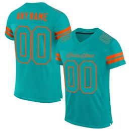 Custom Aqua Aqua-Orange Mesh Authentic Football Jersey 4535