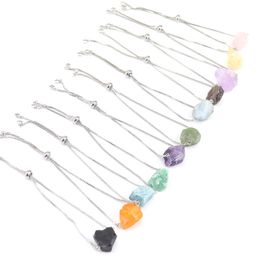 Irregular Natural Crystal Stone Gold Silver Plated Chain Charm Bracelets For Women Girl Handmade Decor Adjustable Jewellery