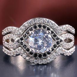 Wedding Rings Luxury 3pcs/set Cubic Zirconia For Women Jewellery /gold Finger Engagement Set Female AnelWeddingWedding