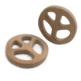 Handmade Wooden Safe Baby Teether Peace Sign Pendent Organic Natural Beech Wooden Animal Toy DIY Jewelry Making Accessories