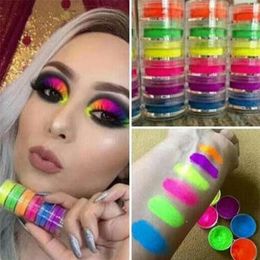 6colorsset Neon Pigment Ombre Glitter Fluorescent Colour Powder Polish Dust UV Gel Nail Decorations 220630