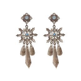 S3009 Fashion Jewellery Light Luxury Crystal Flower Earrings S925 Silver Post Tassel Dangle Stud Earrings