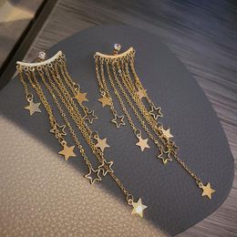 Dangle & Chandelier Fashion Stars Tassel Earrings For Women 2022 Korean Gold Color Metal Punk Long Chains Crystal Earings Femme JewelryDangl