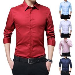 Ly Men Long Sleeve Shirts Slim Fit Solid Business Formal For Autumn FDM1