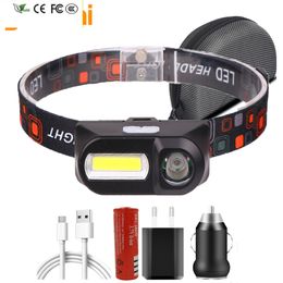 New Sensor Headlight XPE-COB LED Adjustable 3 Modes 18650 Battery Bulb Q5 Lithium Ion Portable Mini Camping And Night Riding Yunmai