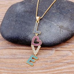 gold chain for wedding UK - Chains Romantic Wedding Girl Friend Birthday Gift Jewelry Love Drop Letters Pendant Necklace Zircon Gold Chain Elegant AccessoriesChains Cha
