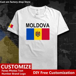 Moldova Moldovan MDA MD Cotton T shirt Custom Jersey Fans DIY Name Number Tshirt Fashion Hip Hop Loose Casual T shirt 220616