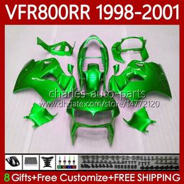 Body Kit For HONDA Interceptor VFR 800RR 800 CC RR Gloss green VFR800RR 1998 1999 2000 2001 Bodywork 128No.89 VFR-800 800CC VFR800R 98-01 VFR800 RR 98 99 00 01 Fairing