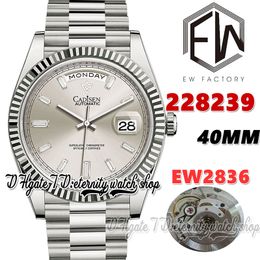 EWF V3 ew228239 ETA2836 ew2836 Automatic Mens Watch 40MM Silver Dial Diamonds Markers 904L Stainless Steel Bracelet With Same Serial Warranty Card eternity Watches