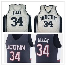Nikivip basketball jersey UCONN HUSKIES Ray #34 Allen Connecticut throwback jersey custom embroidery stitched size S-5XL