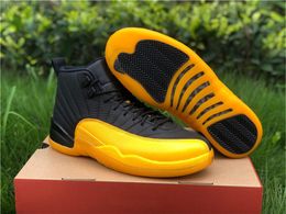 2022 Hottest Authentic 12 Black University Gold 12S Real Carbon Fiber 130690-070 Mens Basketball Shoes Sneakers 23 With Box