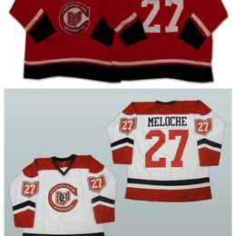 Vintage Cleveland Barons Jersey 27 Gilles Meloche White Red Stitching Custom Hockey Jerseys
