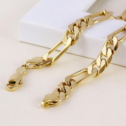 Pendant Necklaces Mens 24 K Solid Gold FINISH 8mm Italian Figaro Link Chain Necklace InchesPendant