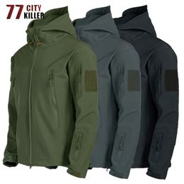 Tactical Jacket Men Shark Skin Soft Shell Military Windproof Waterproof Army Combat Mens Jackets Hooded Bomber Coats Male S-4XL 220406