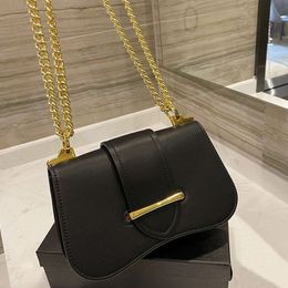 leather saddle bags UK - 2022 Lady Luxurious Bags Top Cowhide Shoulder Bags Designer Vintage Electroplated Chain Handbags For Women New Fashion Genuine Leather Saddle bag Crossbody Purse